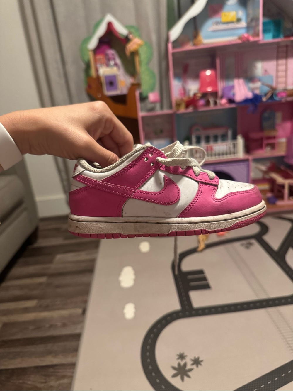 Nike Kids Pink and White Dunk Lows